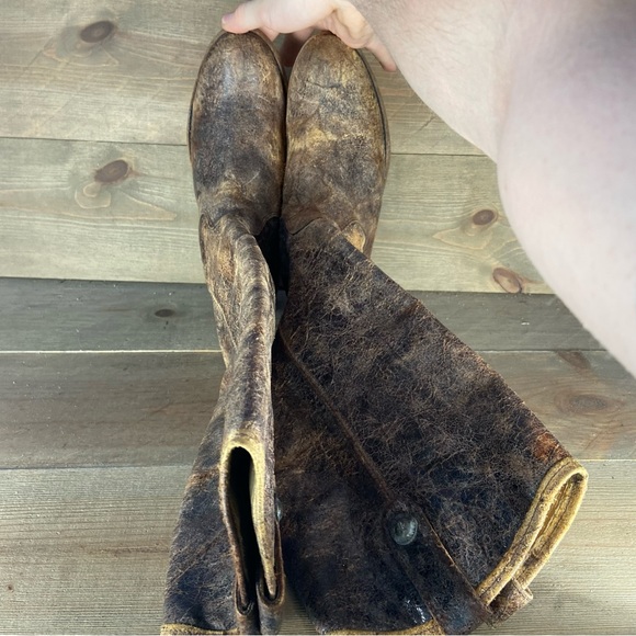 Frye Melissa Womens size 6.5 B shoes brown leather distressed riding tall boots - Picture 6 of 9